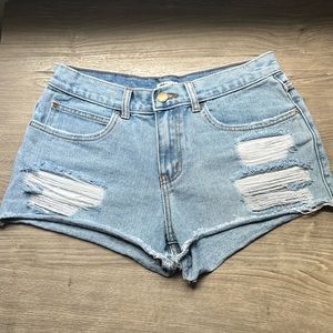 Billabong Ripped Light Blue Jean Shorts